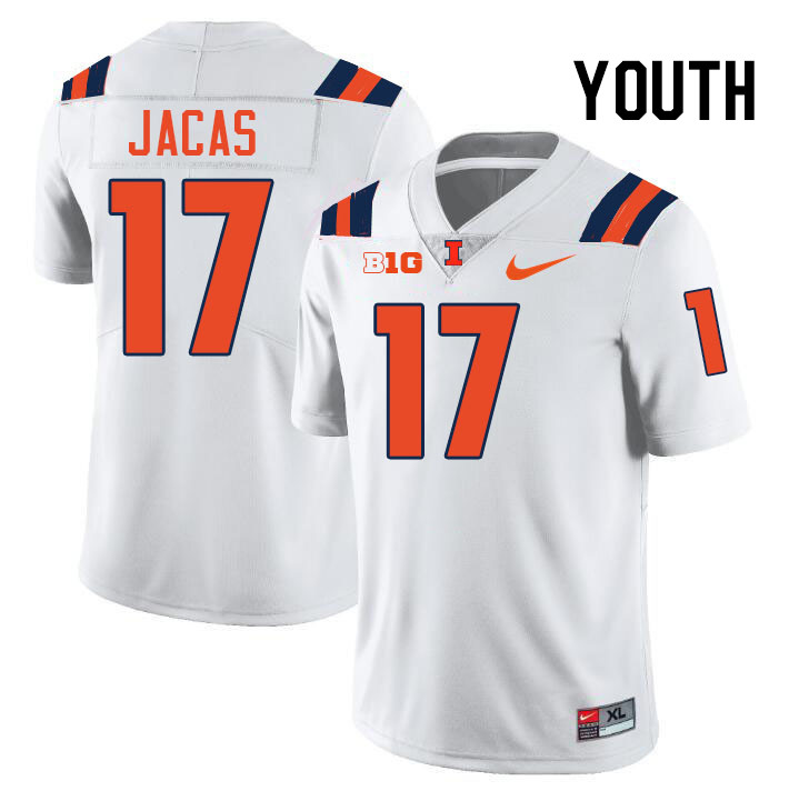 Youth #17 Gabe Jacas Illinois Fighting Illini College Football Jerseys Stitched-White